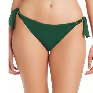 Bleu Rod Beattie Ring Master Side Tie Full Coverage Bikini Bottom Palm Green NWT
